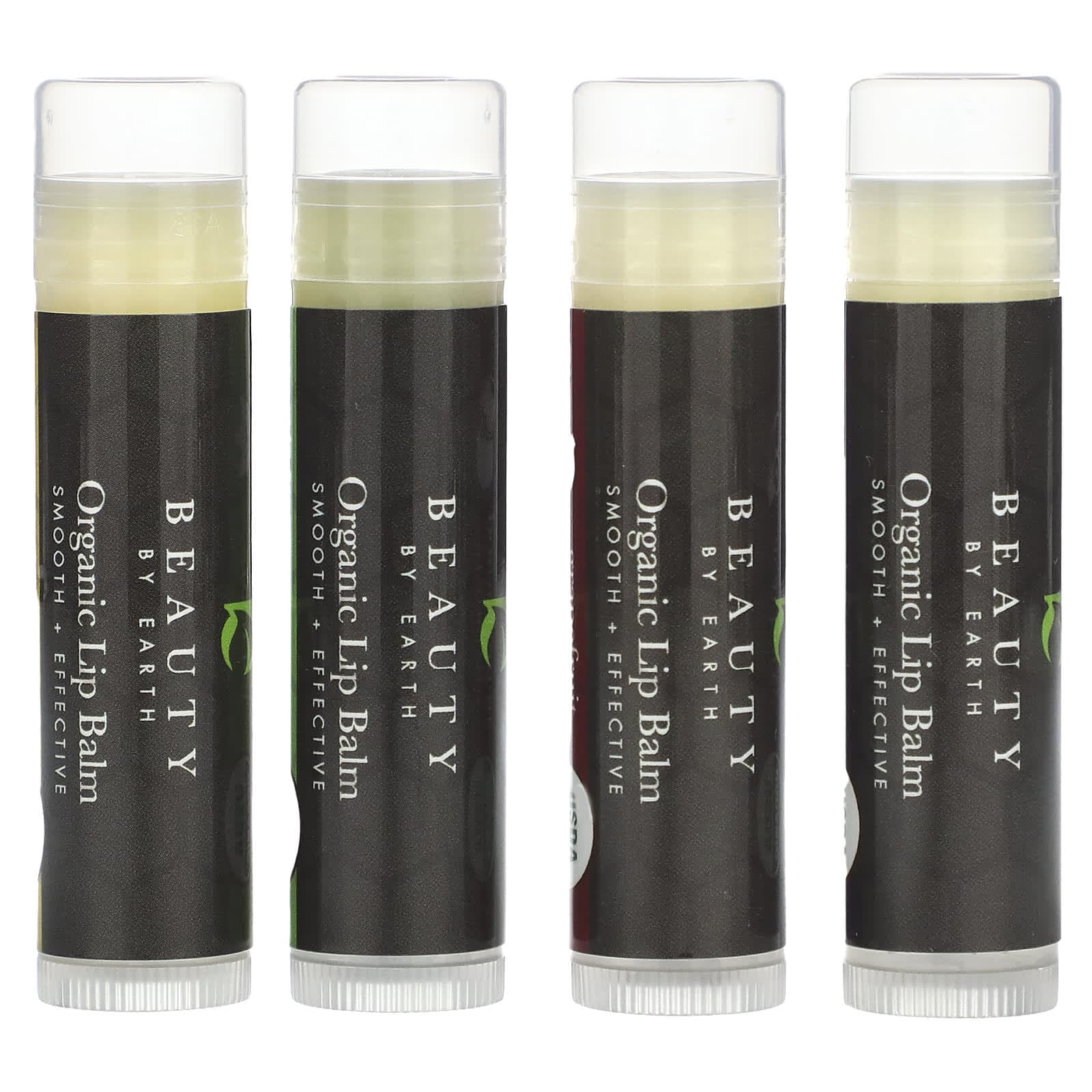Beauty By Earth, Organic Beeswax Lip Balm, Exotic Multipack, 4 Tubes, 0.15 oz Each