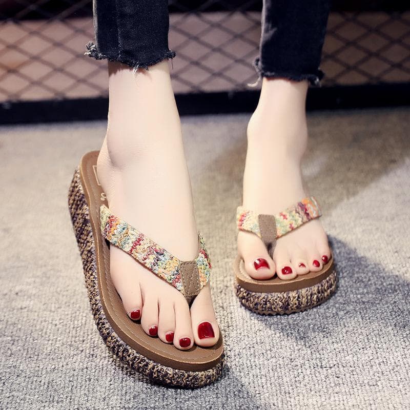 Unisex boho Floor Anti-Slip Sandals Slippers Weaving Straw Mat Summer Home Indoor 35