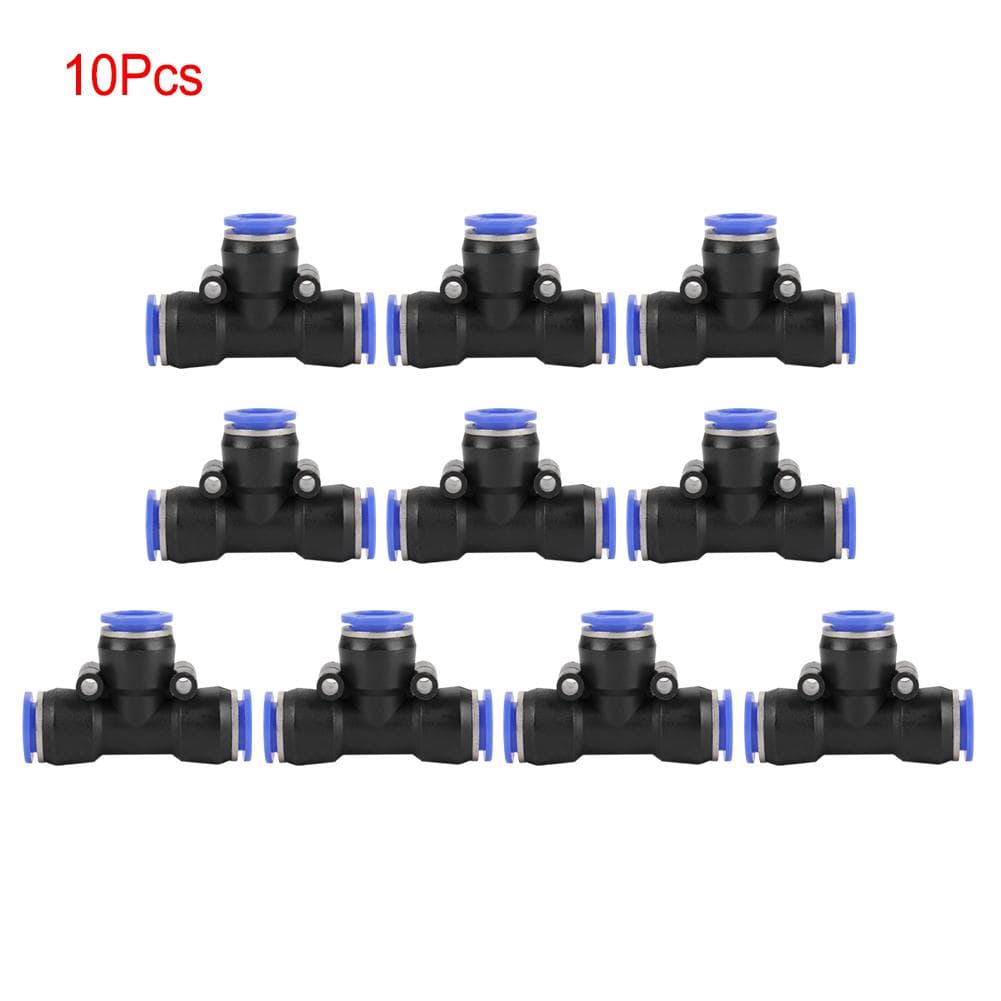 10Pcs OD 12mm Air Hose Pneumatic 3 Way Tee Union Connector Air Push Quick Fittings