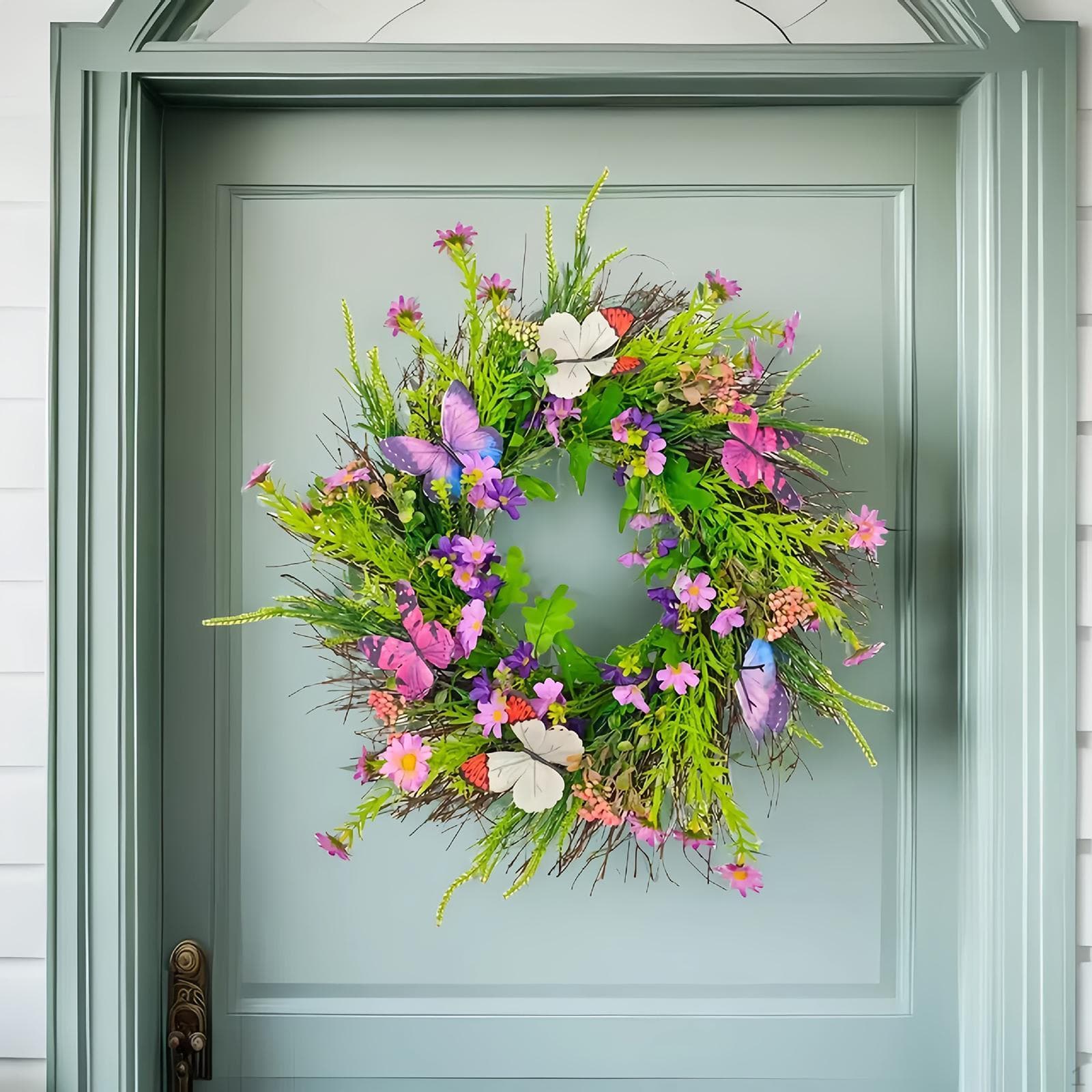 Front Door Wreath Wildflower Floral Spring Artificial for Cafe Stairs
