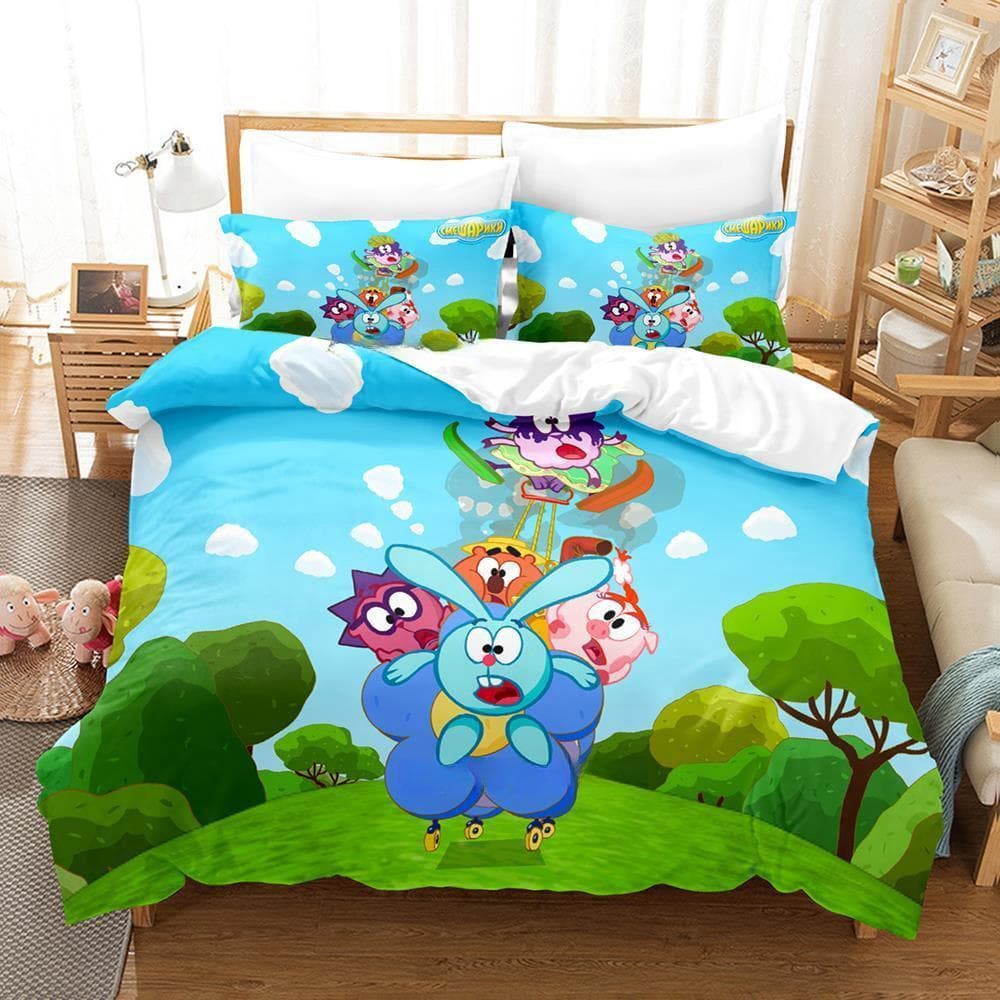 Smeshariki Bedding Set Single Twin Full Queen King Size Bed Set Adult Kid Bedroom Duvet cover Sets 3D Print Anime Bed Sheet Set US Twin 173x218cm