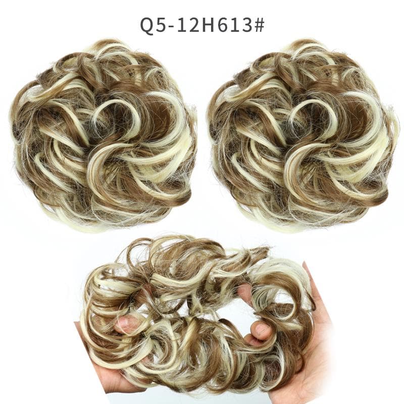 Women's Synthetic Messy Chignon Donut Hair Bun Pad Elastic Hair Rope Rubber Band Hair Extensions 12H613