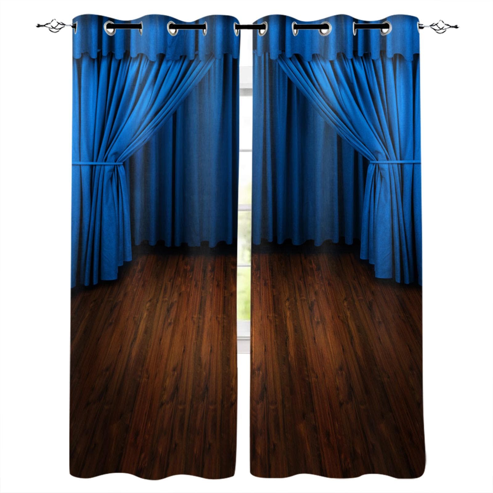 Gear Wood Board Texture Retro Luxury Home Curtains Modern Home Supplies Living Room Bedroom Custom Curtains 135W x 60H(cm)