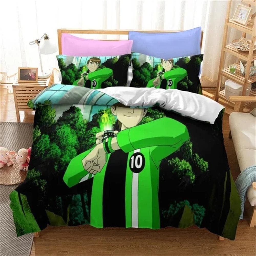 Anime Ben Gwen Duvet Cover 10 Cartoon Bedding Sets Kids Boys Adult Gifts Bed Set 2/3 Pcs Quilt Comforter Covers Home Textiles 135X200cm-2pcs