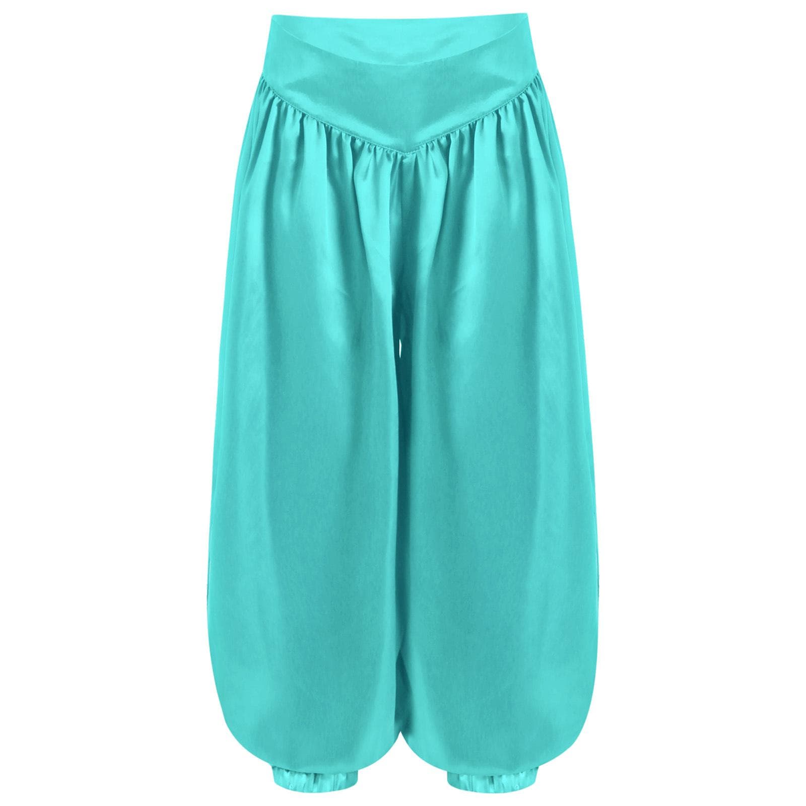 Girls Boys Celebration of Spirit Palazzo Pants Praise Dancewear Belly Dance Satin Harem Trousers for Carnival Festival 9-10 Years light green