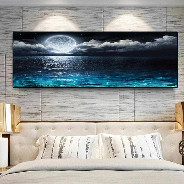 Seascape Panorama Blue Sky Cloud Canvas Painting Landscape Posters and Prints Wall Art Pictures Living Room Home Decor No Frame 60cm×120cm NoFrame