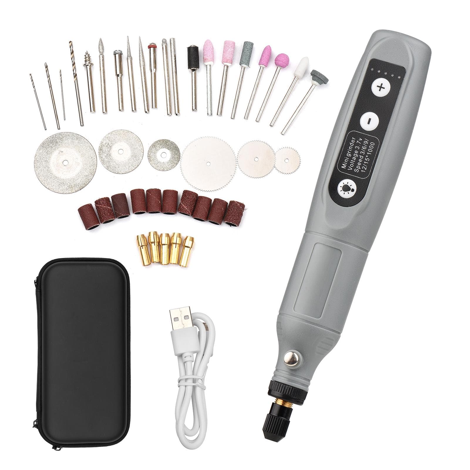 Portable Rotary Tool Set Mini Cordless Grinder Handheld Rechargeable Electric Drill USB Charging grey