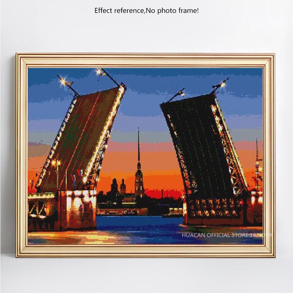 5D DIY Diamond Painting Embroidery Landscape St. Petersburg Bridge Diamond 20X30CM
