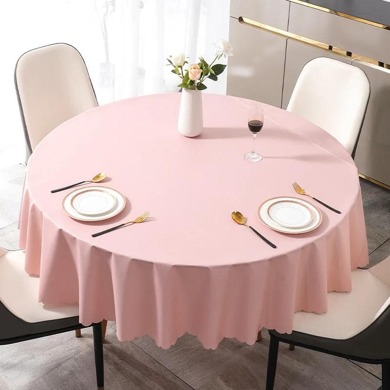 Simple Business Style Solid Color Round Tablecloth Thick Multicolor Table cover Waterproof Oil Resistant Washable Table Case 120cm round 1pcs