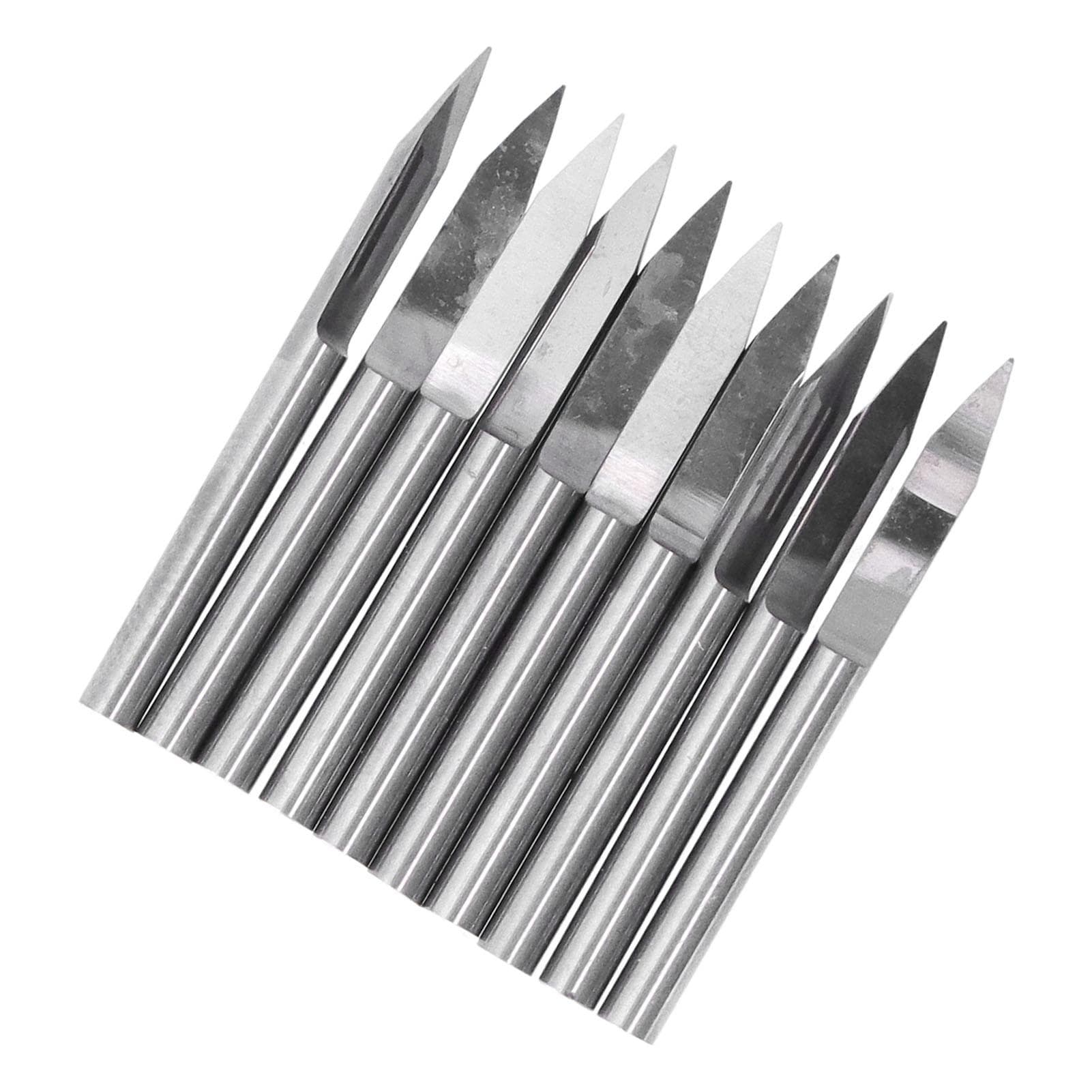 10Pcs Engraving Bits Tungsten Steel Durable High Hardness Wear Resistance CNC Router V Bits for