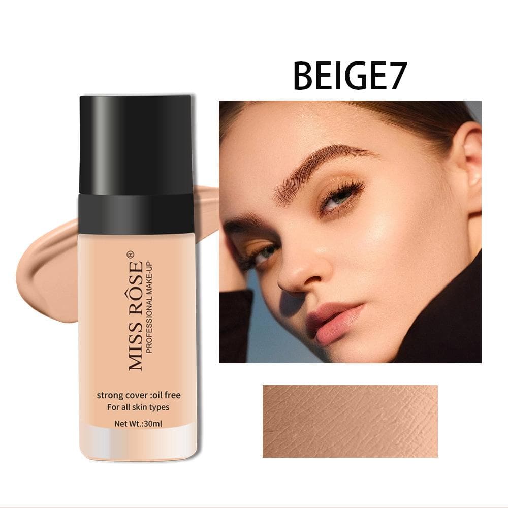 MISS ROSE 30ml/pc Exquisite Girl Concealer Foundation Long Lasting Foundations & Concealers Natural Translucent Glass Bottle Encapsulated Foundation beige7
