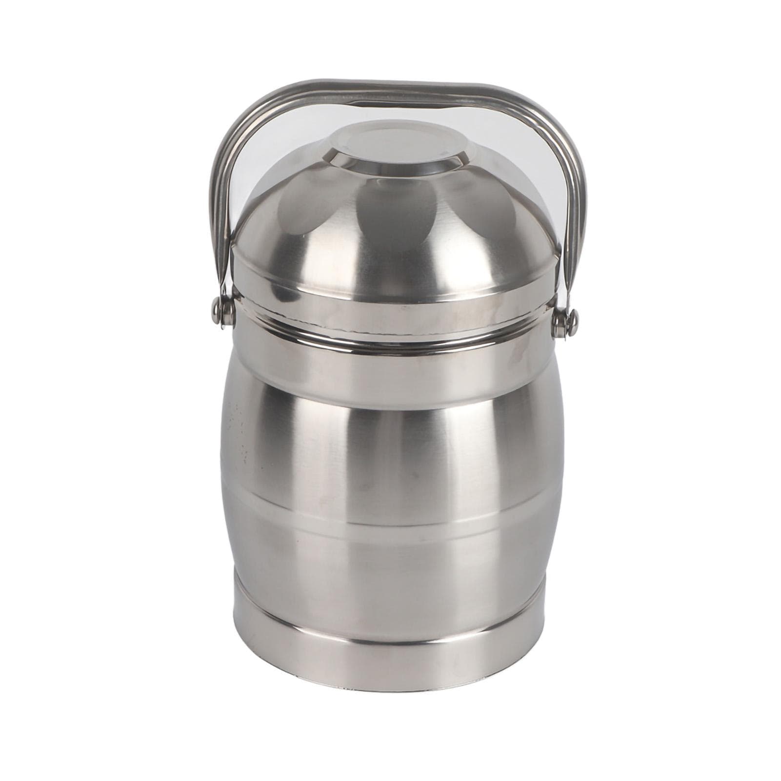 2L 3 Layers Food Grade Stainless Steel Drum Shape Lunch Box Food Container with Handle