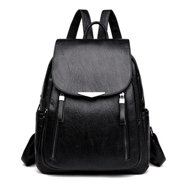 Women Leather Backpacks High Quality Female Vintage Backpack For Girls School Bag Travel Bagpack Ladies Sac A Dos Back Pack black