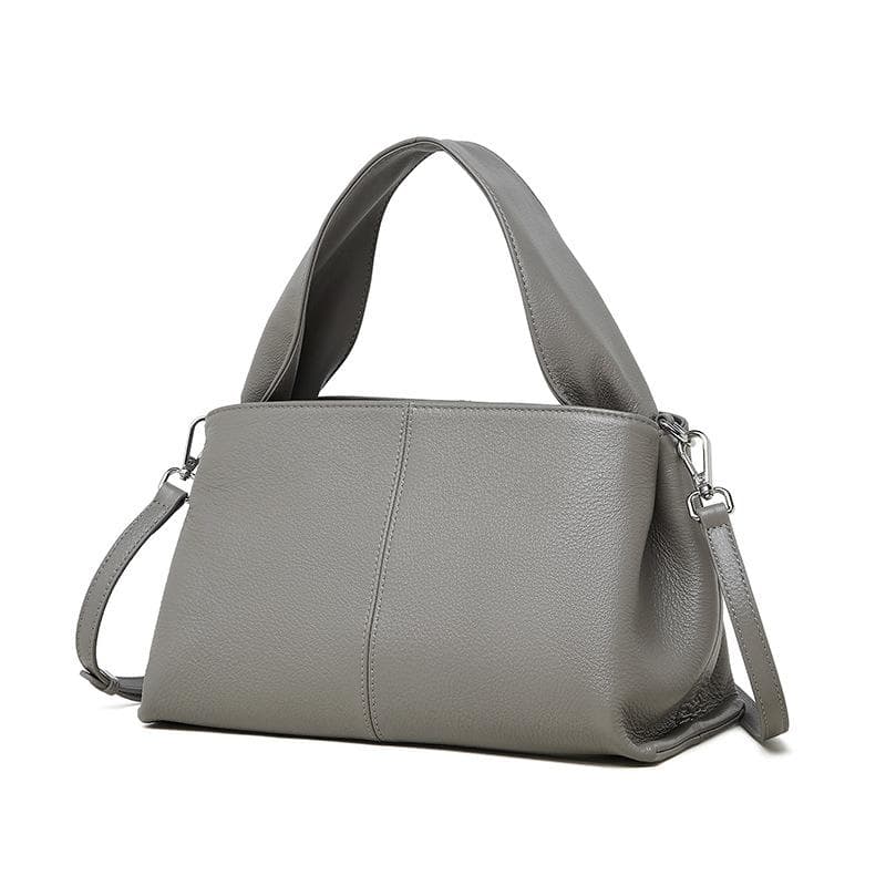 Women's Retro Classic Leather Shoulder Top Layer Leather Small Fashion Trend Women's Bag 30*17*18 gray