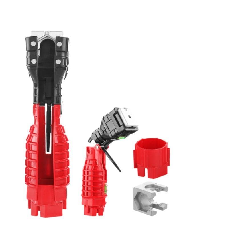 Multifunction 18 In 1 Repair Plumbing Tool Anti-slip Plumber Key Flume Sink Wrench Tools Plumbing Pipe Wrench Bathroom Tool Sets red