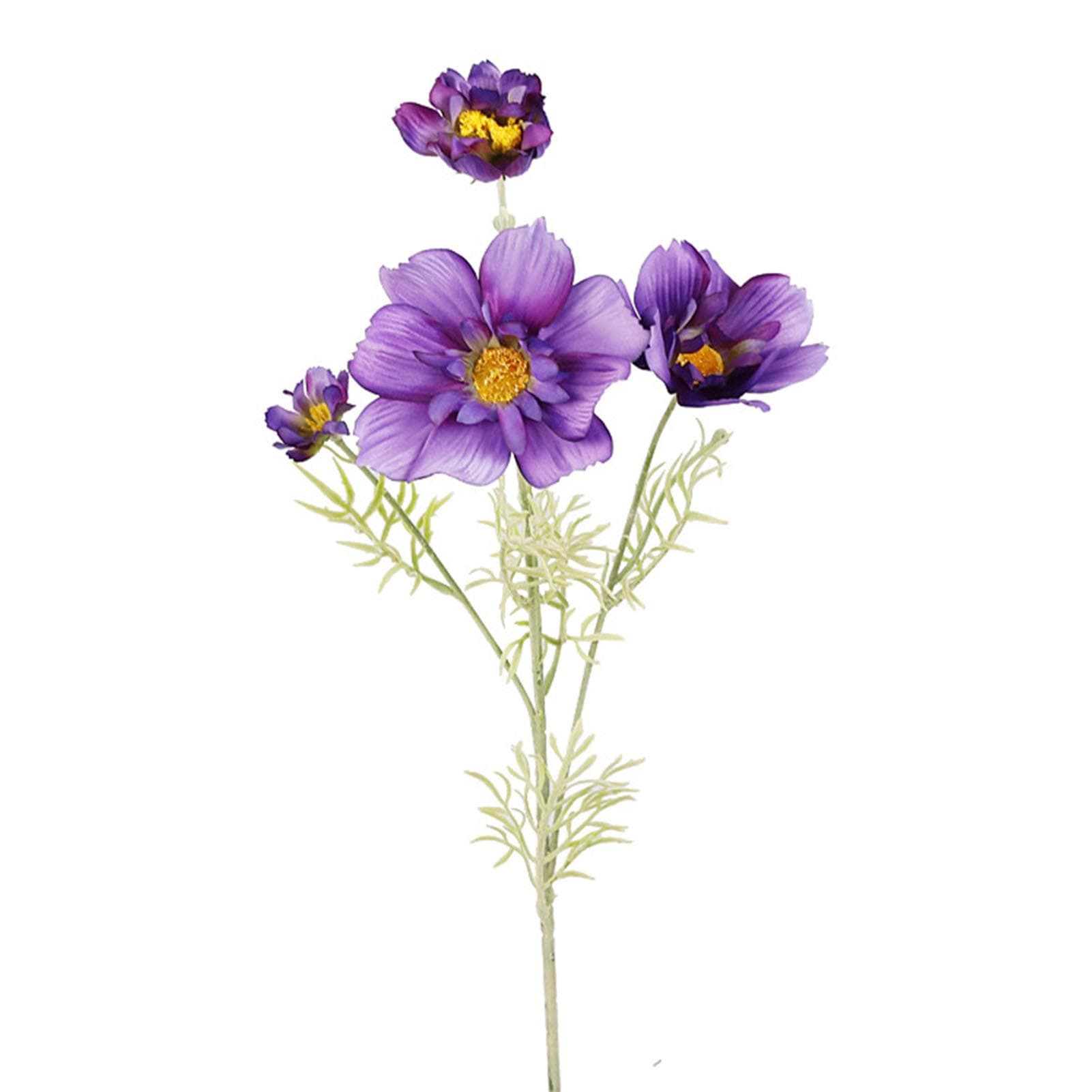 Artificial Cosmos Galsang Flower Long Stem Fade Proof Simulated Silk Cosmos Galsang Flower for Home purple