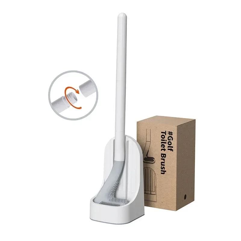 Silicone Bristle Golf Toilet Brush and Drying Holder for Bathroom Storage and Organization Bathroom Cleaning Tool WC Accessories white
