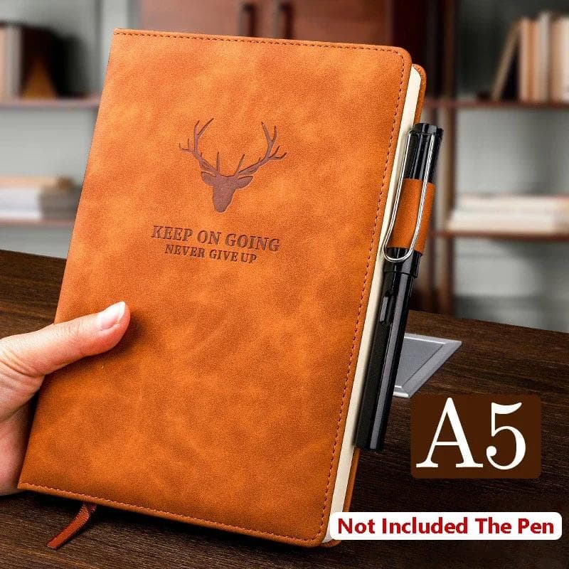 360 Pages Extra-thick Wax-feeling Leather A5 Log Notebook Daily Office Work Writing Pads Notebooks Diary School Supplies A5 brown