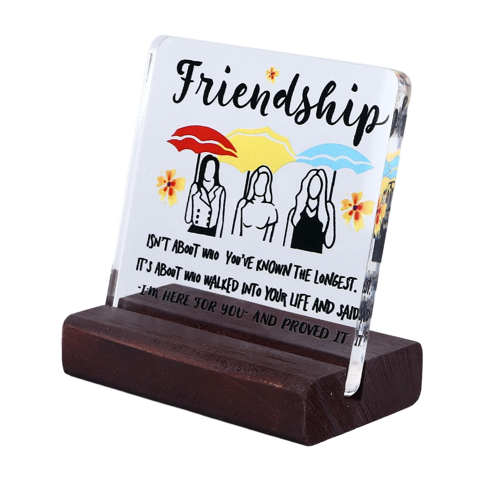 Clear Desk Decorative Sign Cute Ultra Thick Acrylic Clear Print Office Desk Decor with Wood Stand