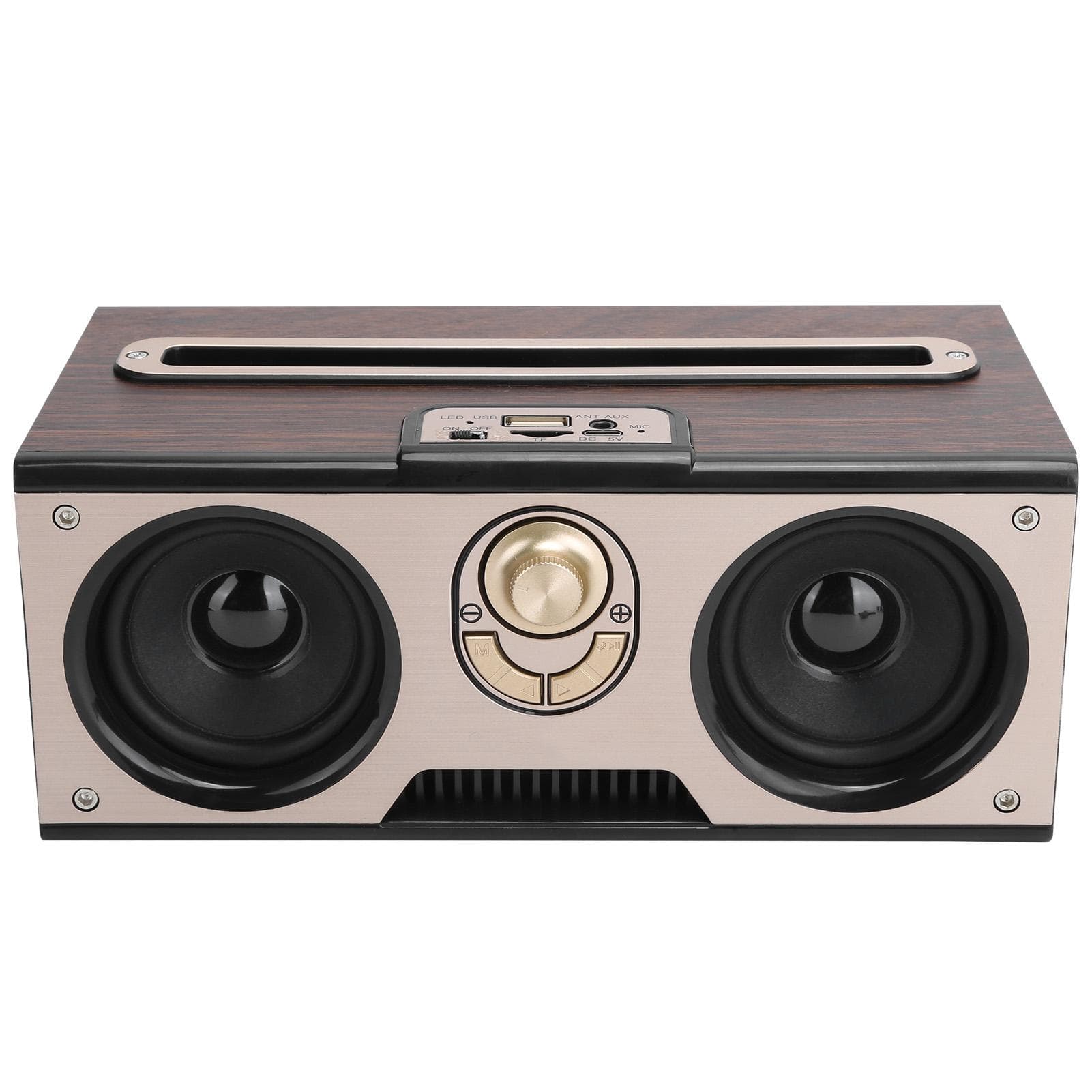 Retro Wooden Bluetooth Speaker HiFi Wireless Portable o Sound Support Memory Card AUX inDark