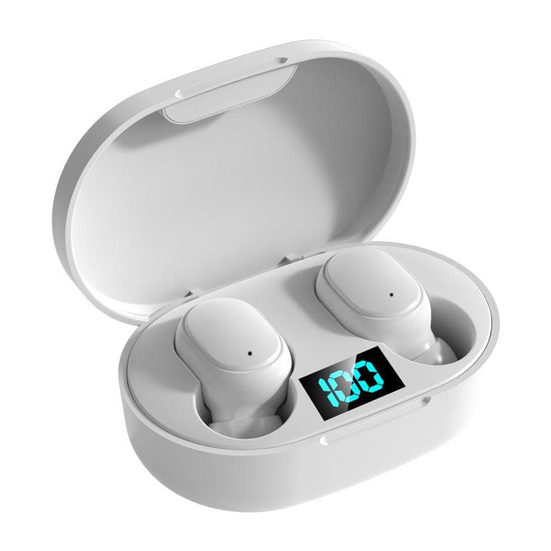 Updated E6S TWS Wireless Earphones For Xiaomi Huawei LED Digital Display Subwoofer HiFi Stereo Music With HD Microphone Noise Cancel Headset In-Ear white