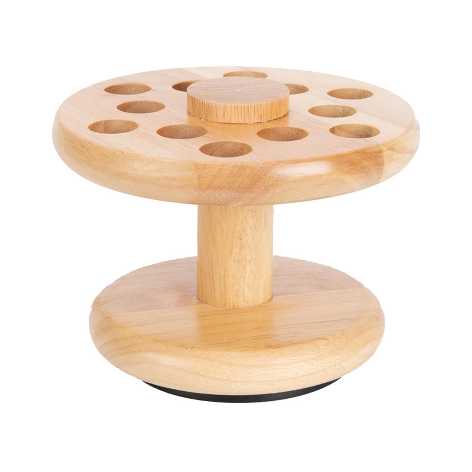 Rubber Wood Rotating Storage Rack Hairdressing Scissors and Comb Organizer Multi-Purpose Storage beige