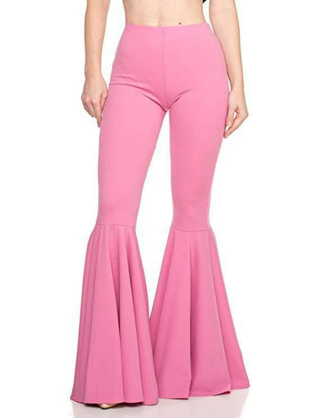 Women's High Waist Slim Fit Mermaid Flared Pants (YH8051) M pink