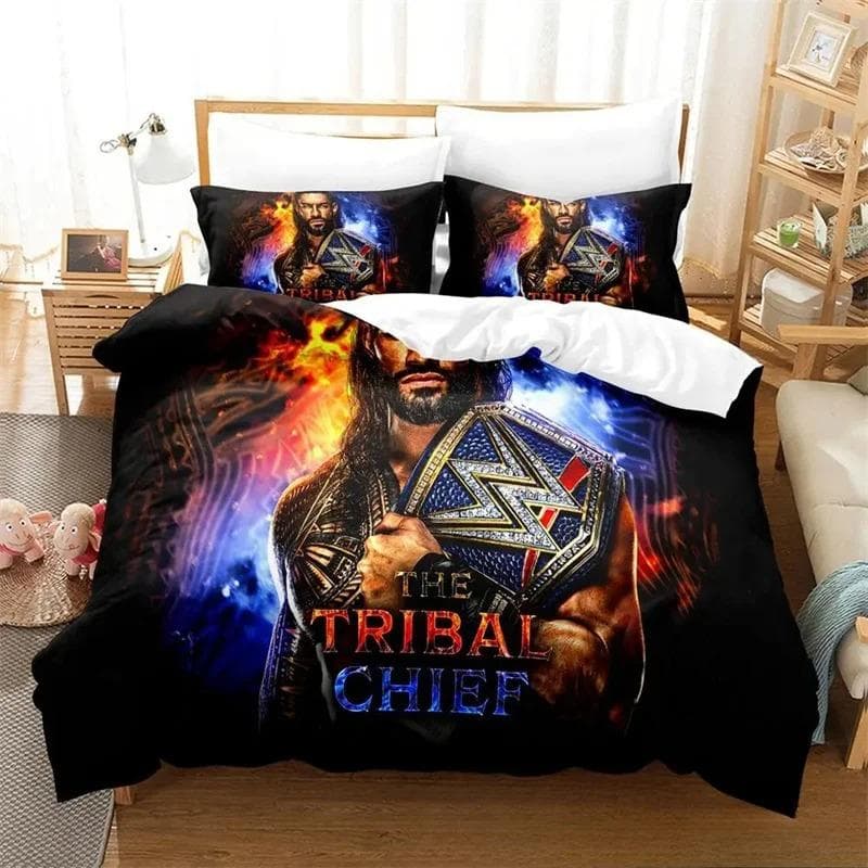 Wrestler Roman Reigns Bedding Set,Duvet Cover Comforter Bed Set Quilt Cover Pillowcase,King Queen Twin Size Boys Girls Adults AU Double 180x210cm