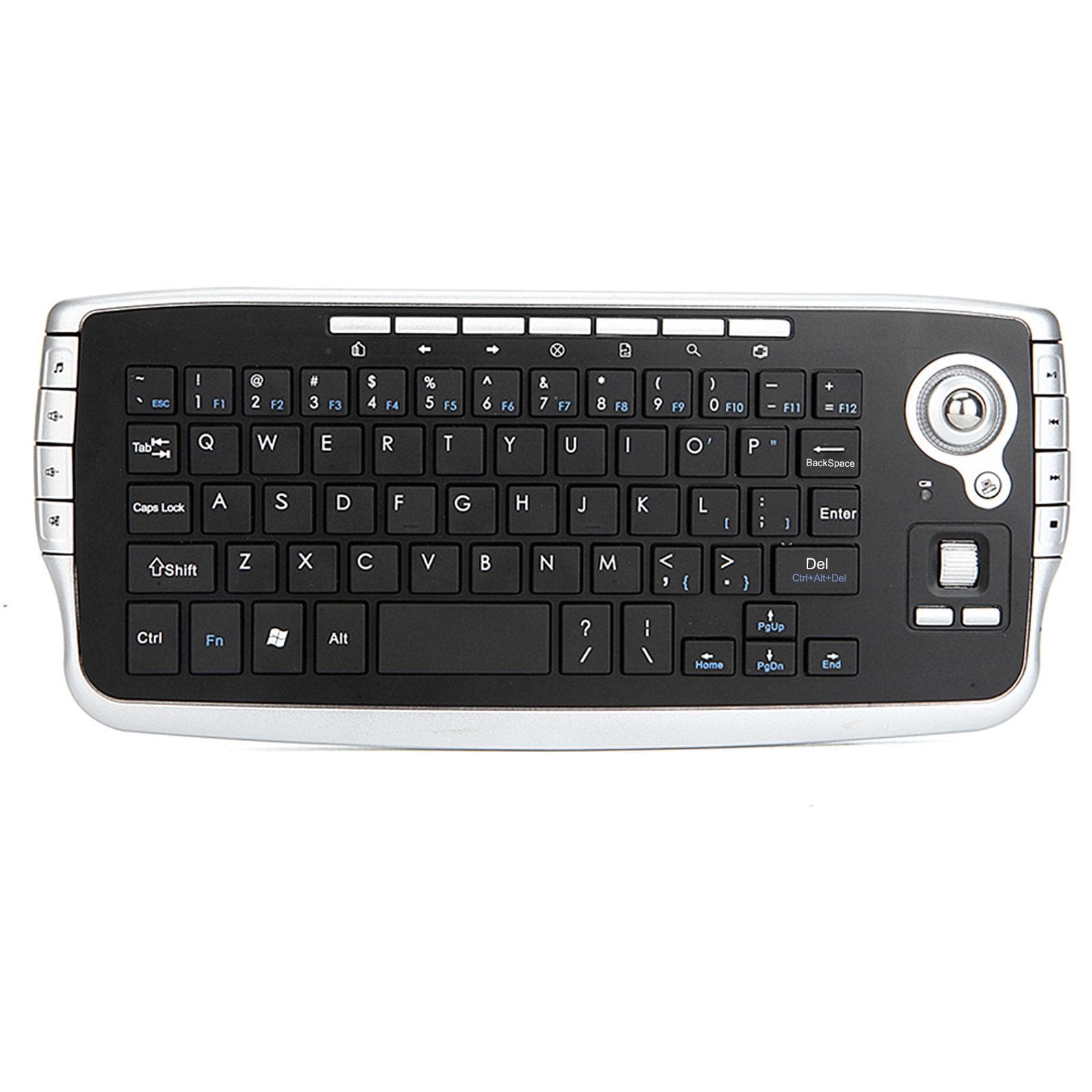 E30 2.4GHz Wireless Keyboard with Trackball Mouse Scroll Wheel Remote Control for Android TV BOX silver