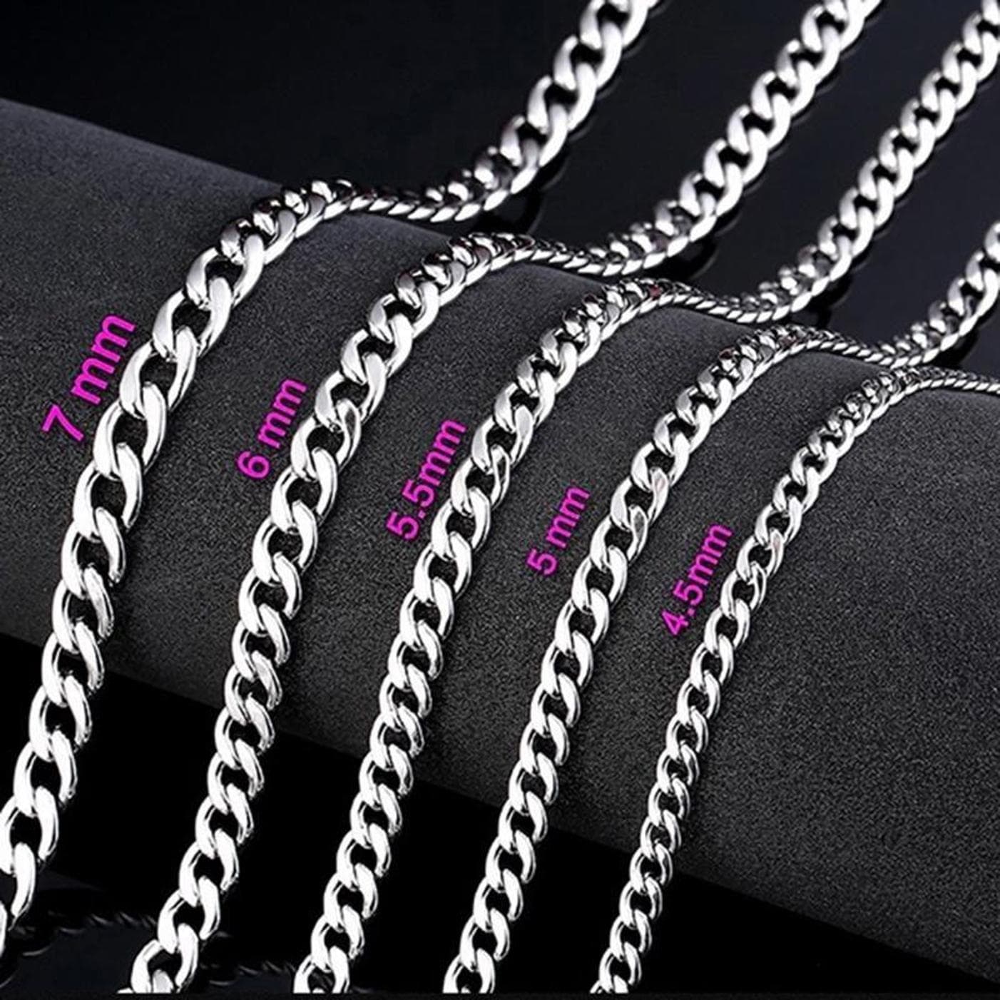 3mm/4.5mm/5mm/5.5mm/6mm/7mm Men Silver Twist Curb Link Chain Necklace 18-24 4MM*50CM