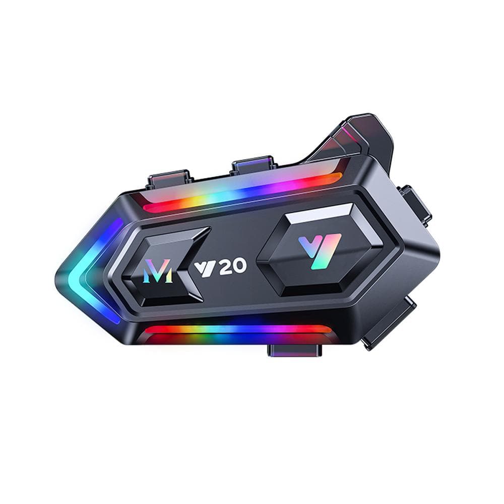 Motorcycle Helmet Headset BT5.3 Noise Reduction Colorful Lights Headphone IPX6 Waterproof Support black