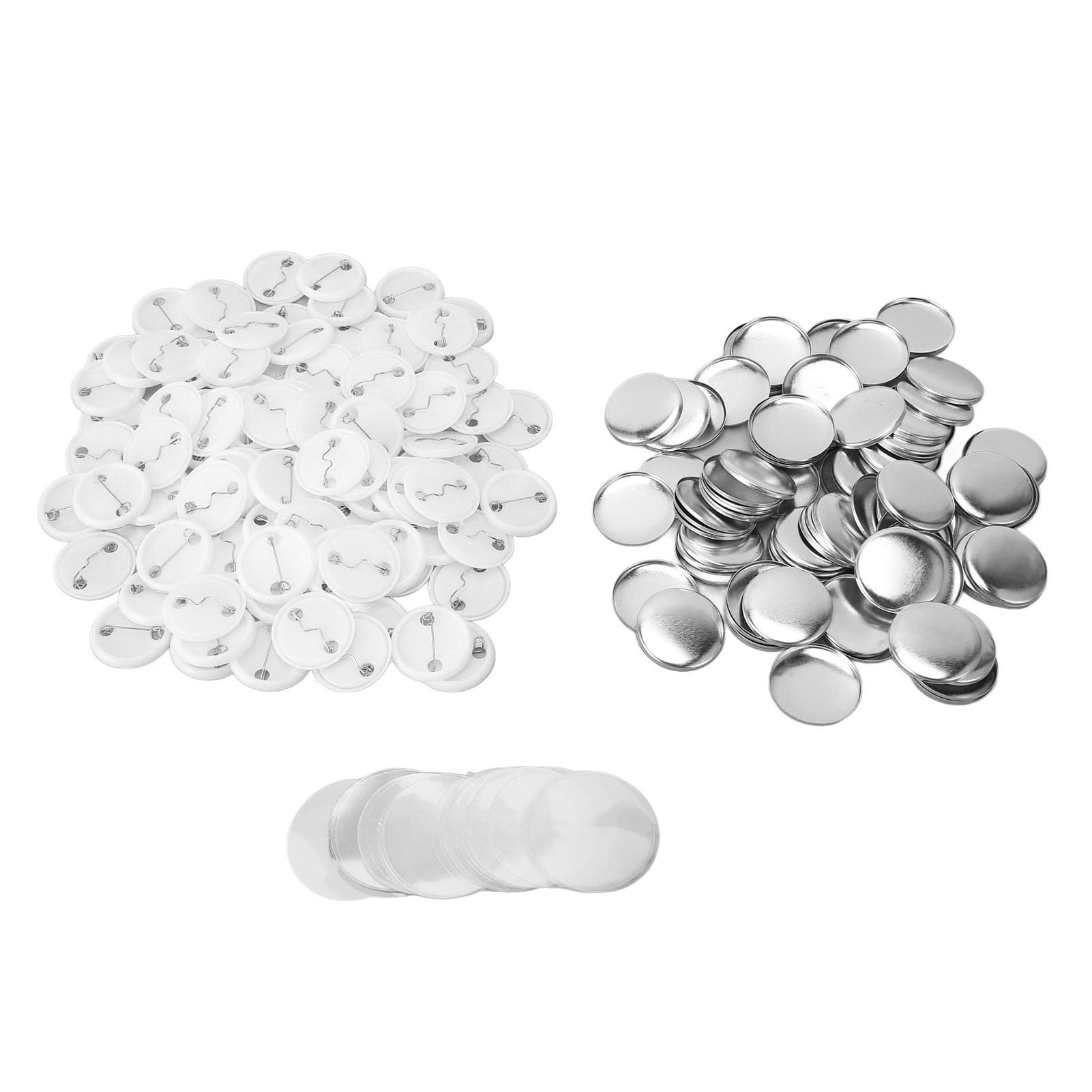 100 Sets Pin Back Button Parts Round Shape Metal Back Pin DIY Blank Button Badge Parts Set for 25mm