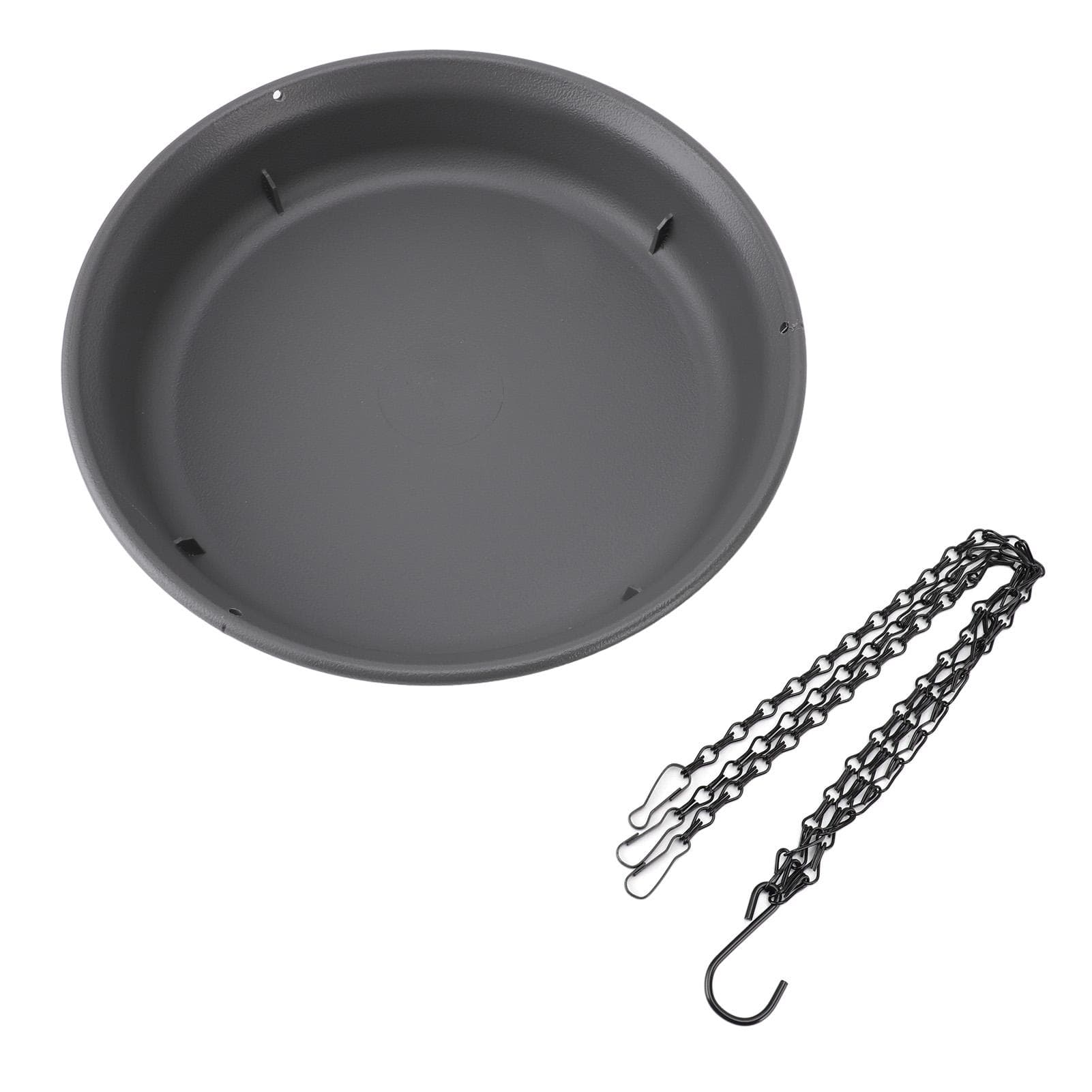 Hanging Bird Feeder with Hook Metal Chain Plastic Bird Bath Feeding Bowl Round Tray for Outdoor