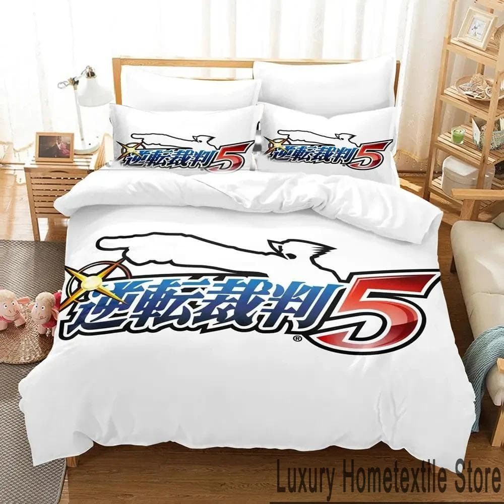 3D Print Ace Attorney Anime Bedding Set Boys Girls Twin Queen King Size Duvet Cover Pillowcase Bed boys Adult Home Textileextile 70x133cm 2pcs