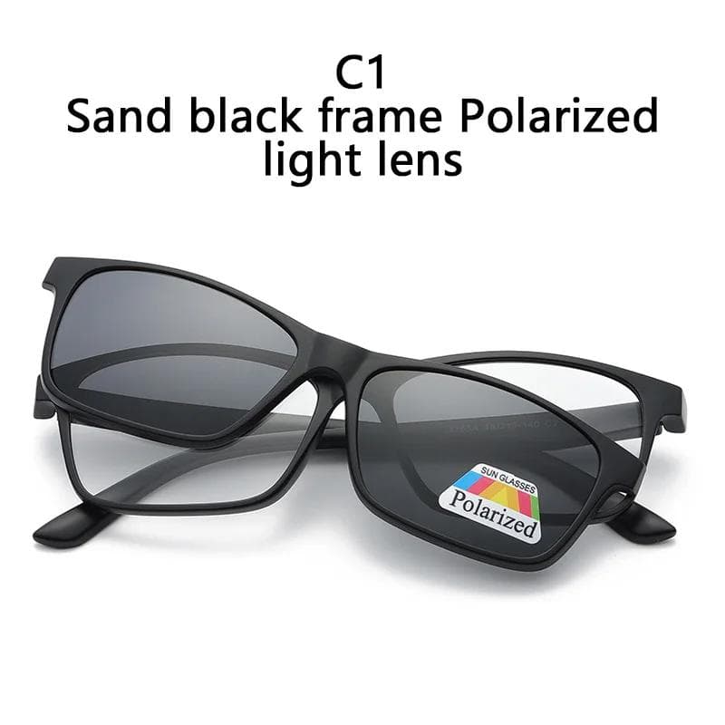 1/6 In 1 Magnetic Clip Sunglasses Polaroid Night Vision Lenses Glasses for Men Women Prescription Spectacles SHOW AS PICTURE