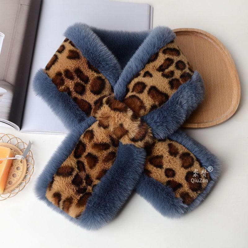 Striped Imitation Color Otter Rabbit Fur Scarf for Women In Winter Thick and Warm Fashionable and Versatile Student Neck Protection Scarf