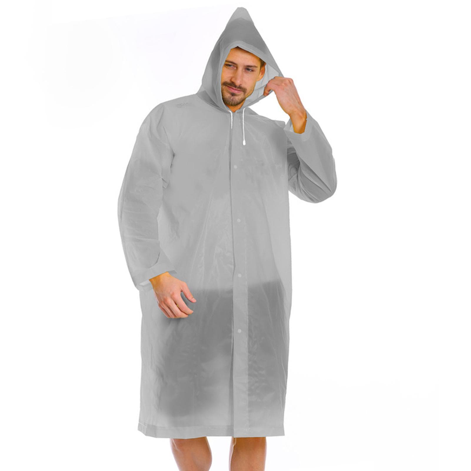 Ultralight Rain Poncho Portable Waterproof Rain Coat Men Women Cycling Rain Cover Hooded Raincoat grey