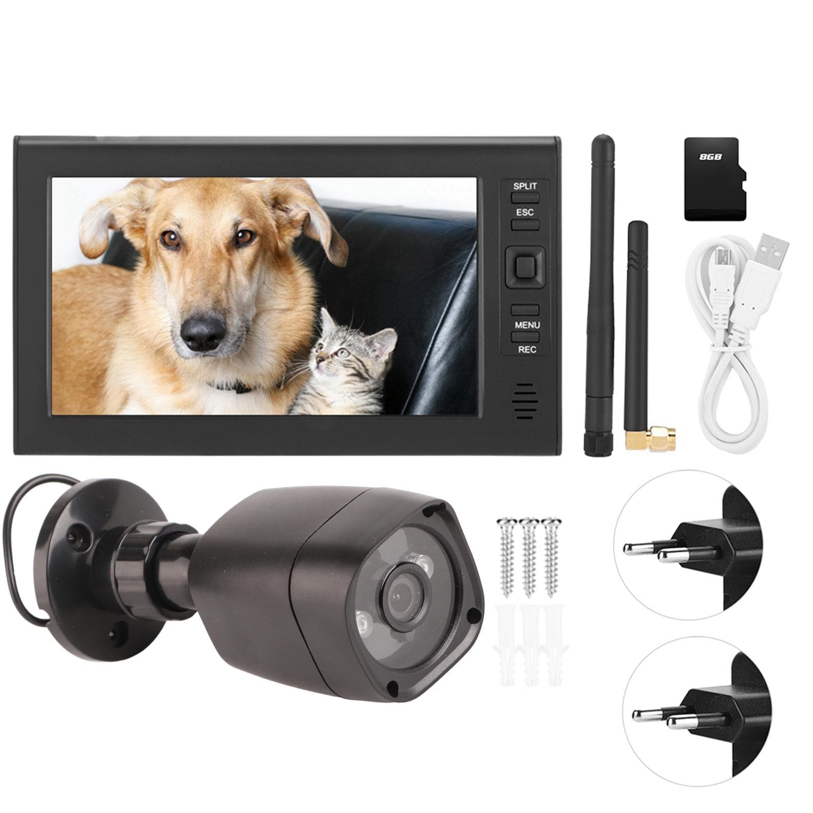 7 Inch LCD Wireless WIFI 4CH Security Monitor System Display+Camera 1pc IR Cameras Memory Card