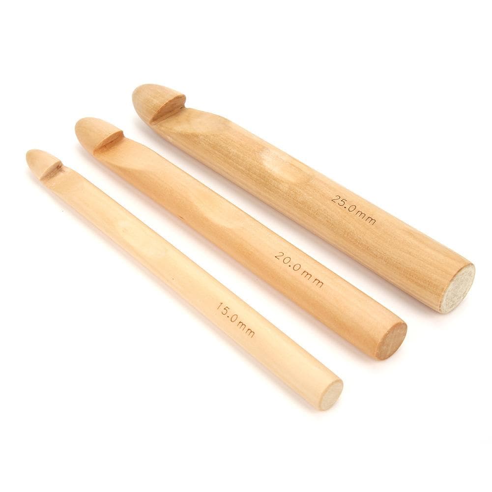 3pcs Large Thick Crochet Hook Wooden Knitting Needle Weaving Tool 15mm 20mm 25mm