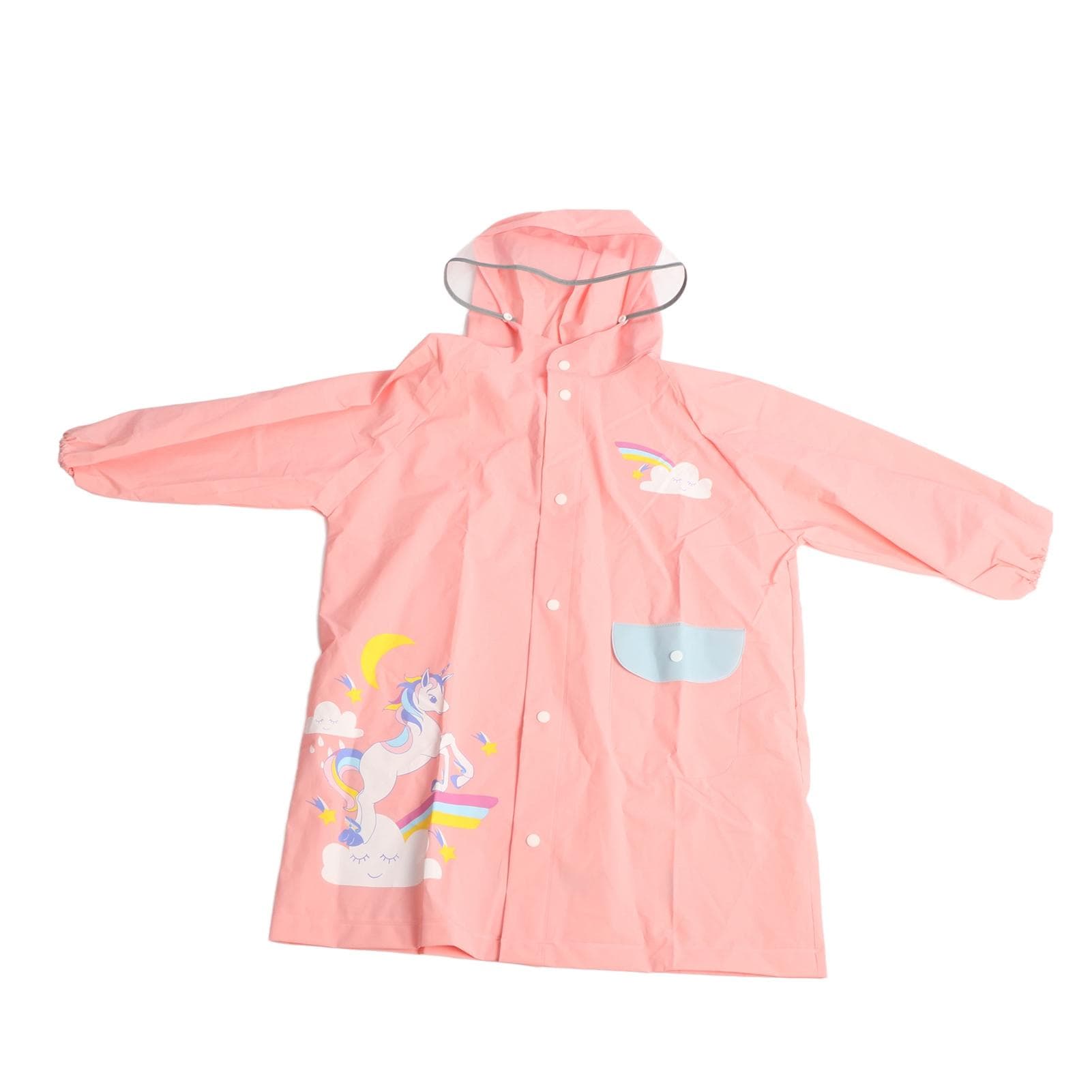 Kids Rain Ponchos with School Bag Cover Reusable Snap Button Kids Rain Jacket Raincoat for Outdoor S(for 2-4kg)