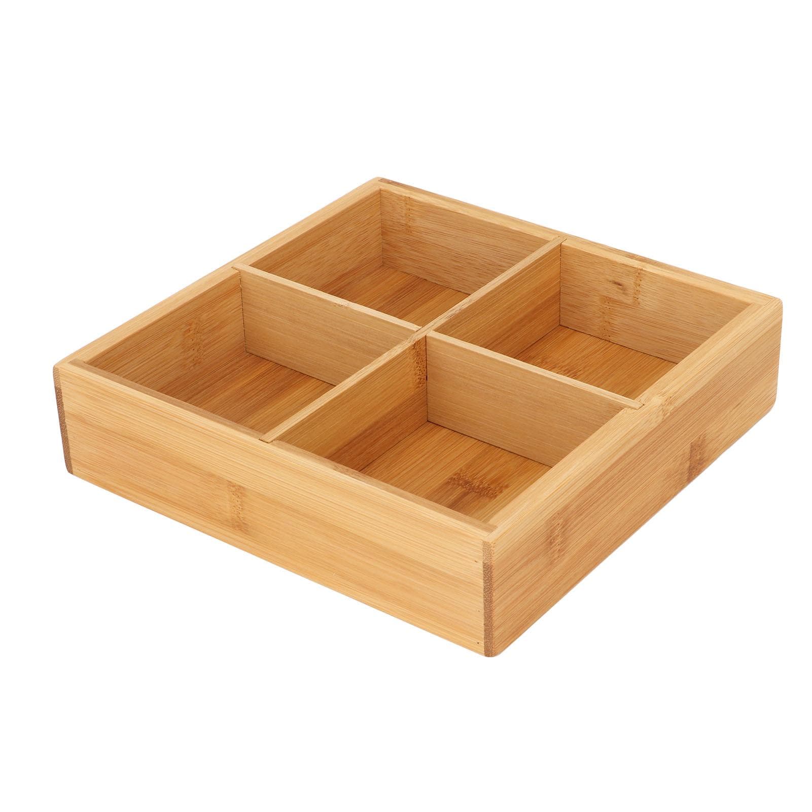 Snack Serving Tray Bamboo Board Paint Free Safe Eco Friendly Divided Dried Fruit Serving Container 4 Compartment