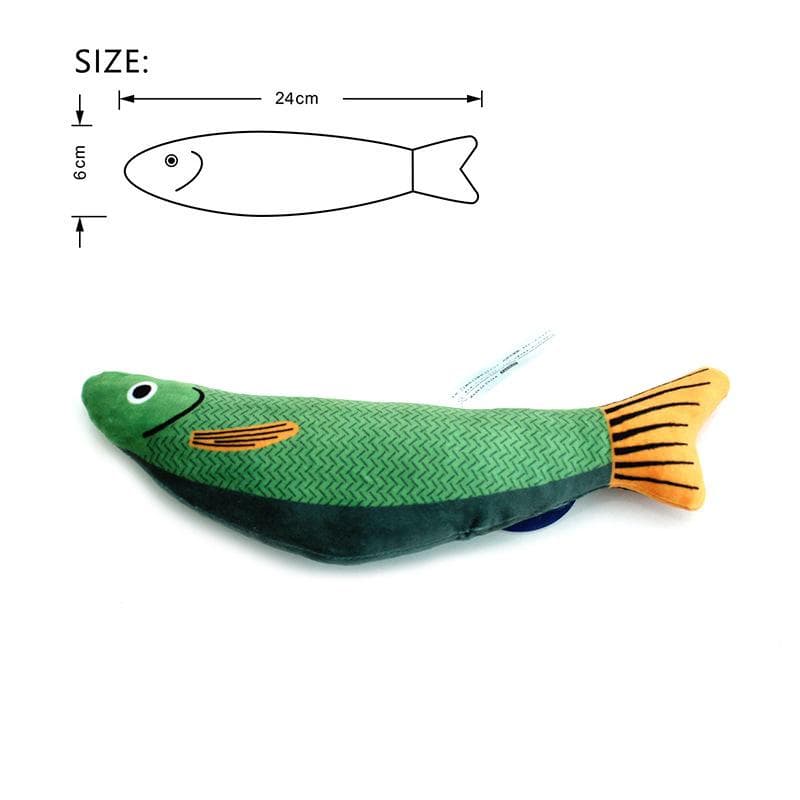 Cat Toy 3D Simulation Fish Goldfish Kitten Toys Pillowfish Interactive Sounding Cat Chew Bite Plush Toys Cat Supplies green