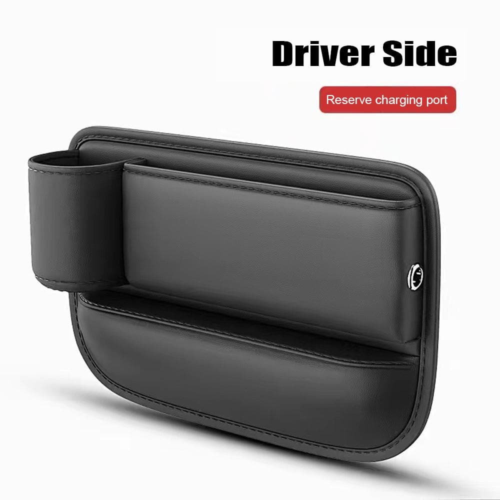 Car Seat Gaps Filler Organizer with Cup Holder Charging Hole Universal Fit Car Console Organizer Driver Side black