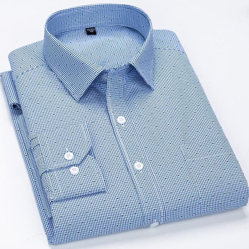 Striped Men Shirts Long Sleeve Regular Fit Classical Male Casual Shirt with Front Pocket 41