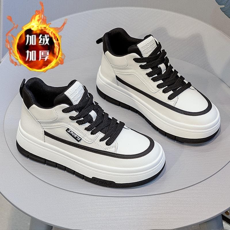 High-top Sneakers Women's Winter New Thick-soled Plus Velvet Warm All-match Casual Sports Shoes 40