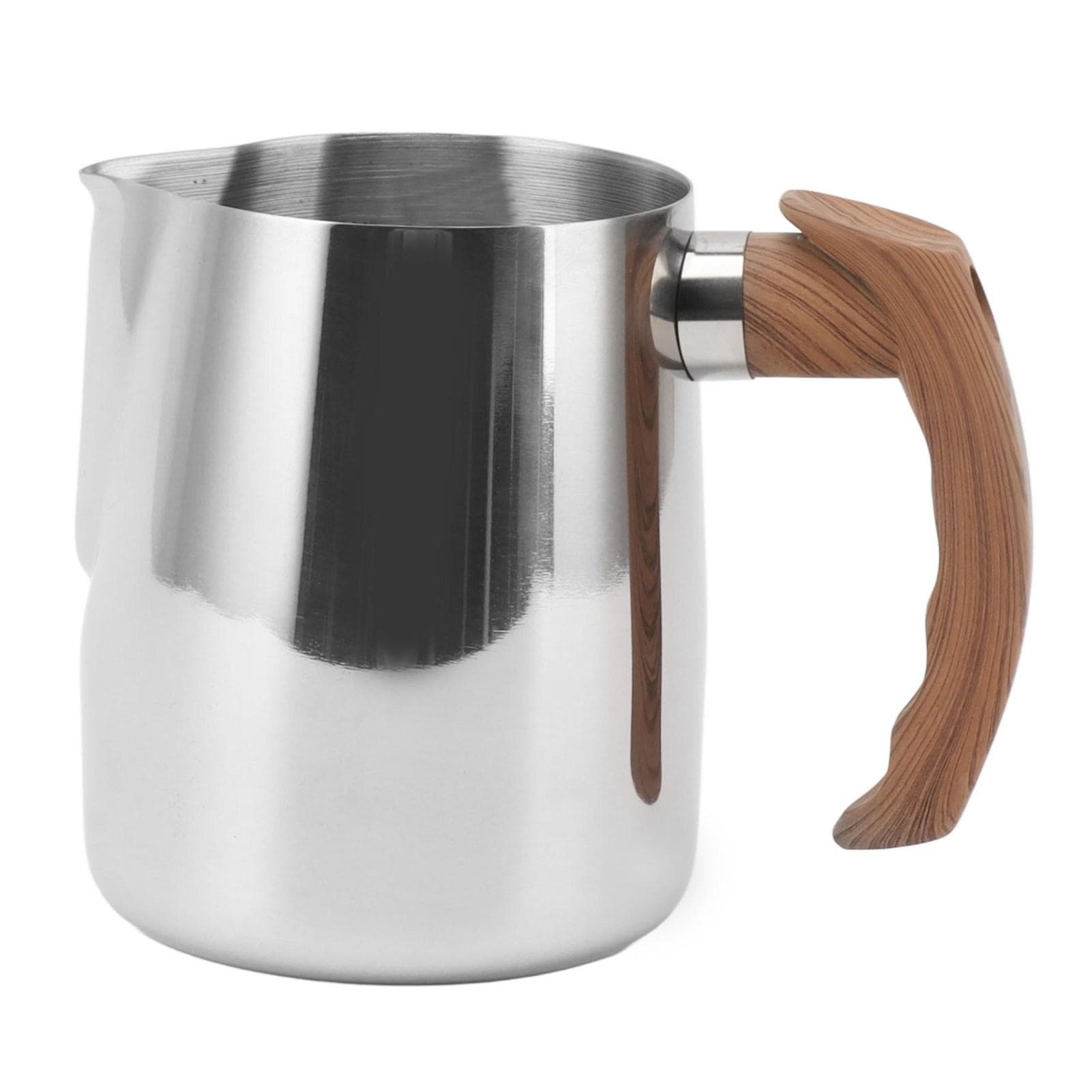 Milk Frothing Cup Inner Scale 304 Stainless Steel Dripless Spout Coffee Steaming Pitcher with 600ml silver