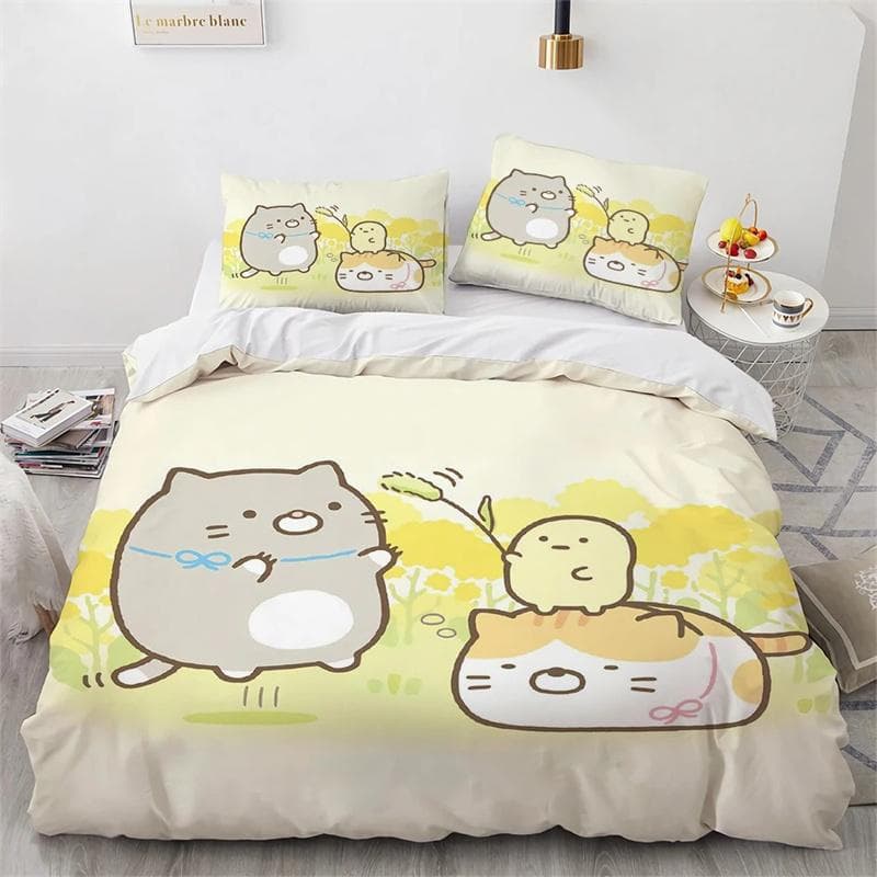 Anime Kawaii Cartoon Sumikko Gurashi Bedding Set Boys Girls Twin Queen Size Duvet Cover Pillowcase Bed Kids Adult 135x200cm 2pcs