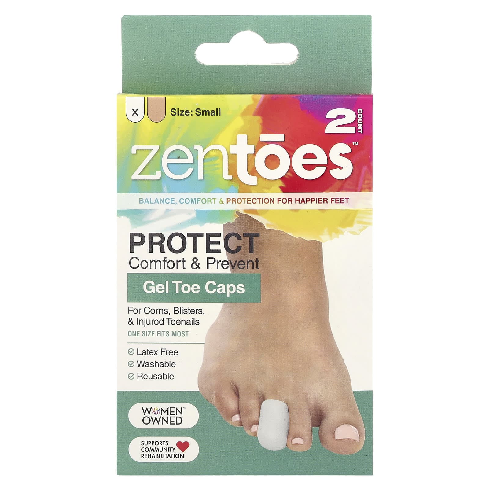ZenToes, gel toe caps, gray, 2-pack