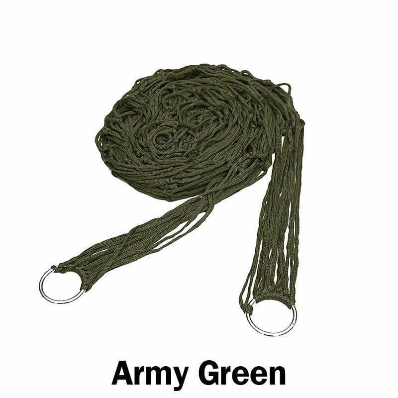 Beach Hammock Portable Hammock Mesh Net Rope Outdoor Camping Garden Swing Hanging Bed army green