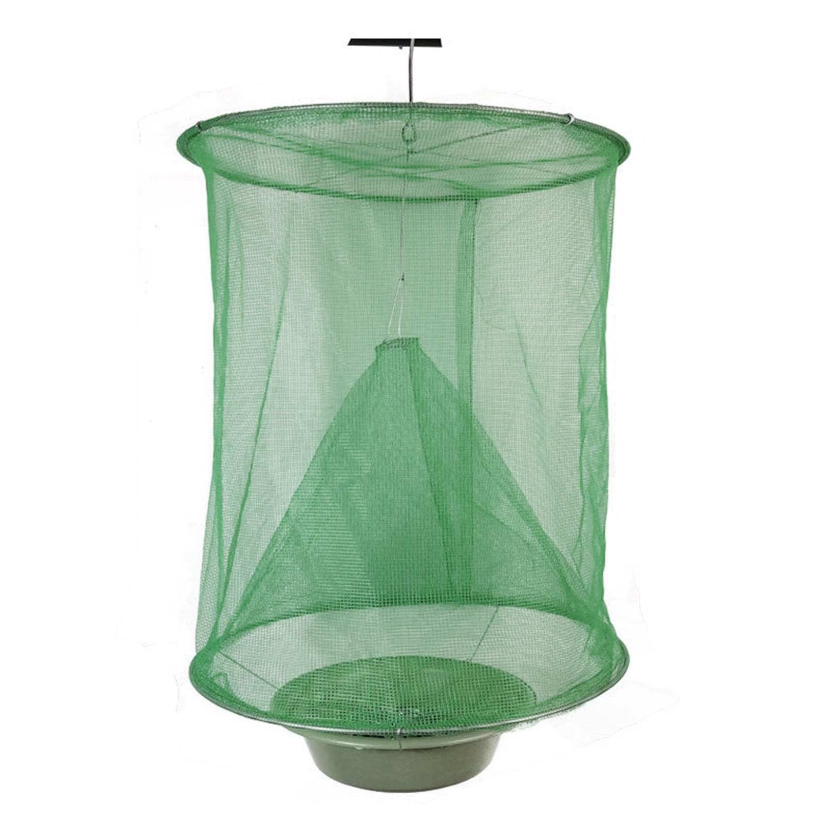 Reusable Hanging Fly Trap Farm Fly Catcher Mosquito Cage Fold-type Insect Trap Net for Home Ranch green